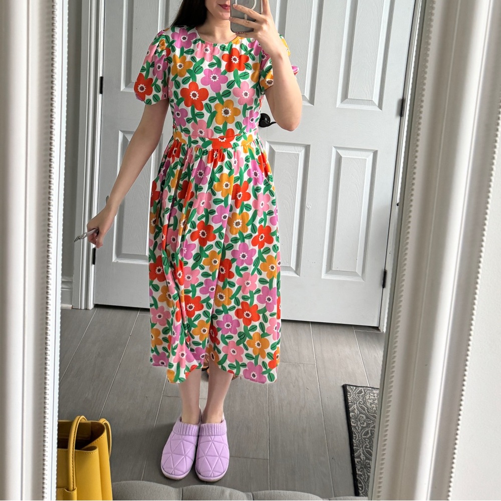 Floral Multicolor Midi Dress - 100% viscose